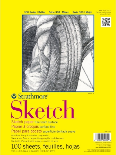 Picture of Strathmore 300 Series Sketch Paper Pad 9″ × 12″ – Μπλοκ Σχεδίου Fine Tooth, 100 φύλλα