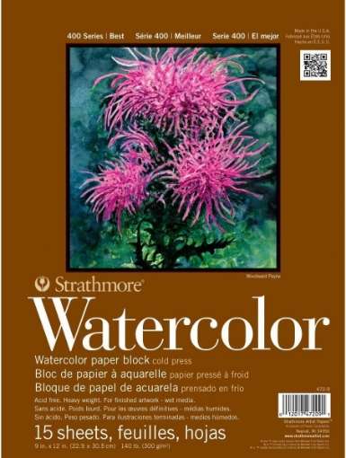 Picture of Strathmore Series 400 Watercolor Paper Pad 9″ × 12″ – Μπλοκ Ακουαρέλας, 15 φύλλα, 300gsm
