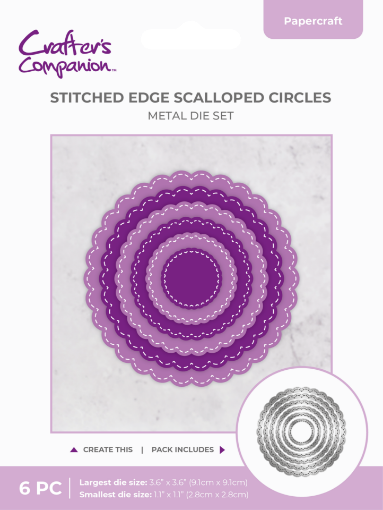 Picture of Crafter's Companion Stitched Edge Scalloped Circles – Σετ Μητρών Κοπής Κυκλικά, 6 τεμ.