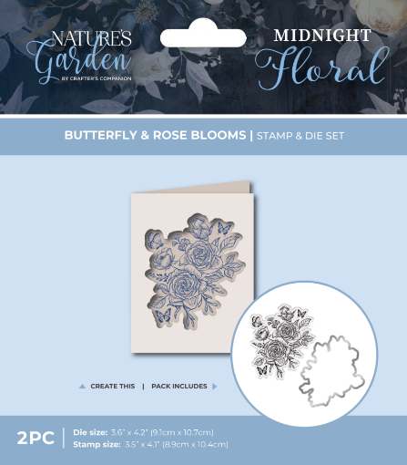 Picture of Crafter's Companion Midnight Floral Butterfly & Rose Blooms – Σετ Σφραγίδας & Μήτρας Κοπής