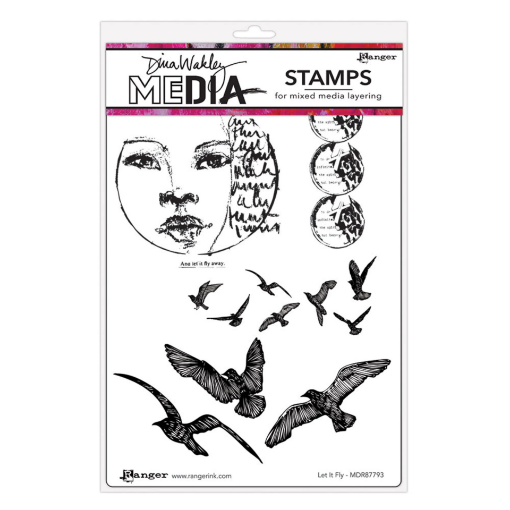 Picture of Ranger Dina Wakley Media Cling Stamps Let It Fly – Σετ Σφραγίδων Red Rubber 6τεμ.