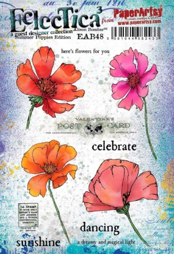 Picture of PaperArtsy Alison Bomber Red Rubber Stamp Set | Σετ Σφραγίδων Summer Poppies Edition A5, 10 τεμ.
