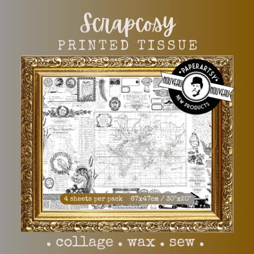 Picture of PaperArtsy Scrapcosy Printed Tissue Paper | Ριζόχαρτο για Κολάζ Tissue PT05, 4 φύλλα