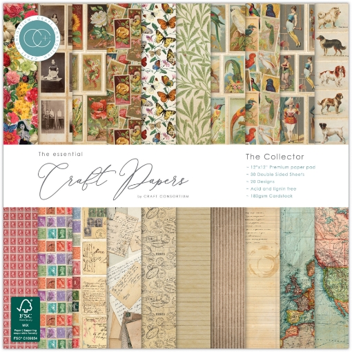 Picture of Craft Consortium The Collector 12x12 Inch Premium Paper Pad | Μπλοκ Scrapbooking Διπλής Όψης 30,5 × 30,5 cm, 30 φύλλα