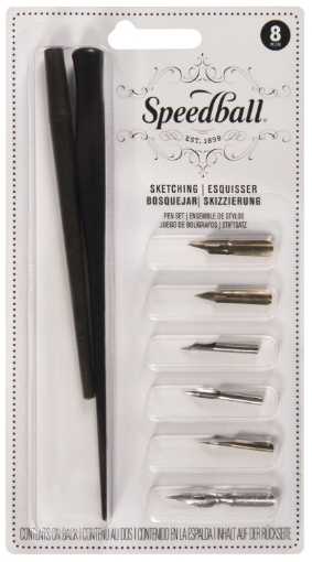 Picture of Speedball Sketching Set | Σετ Dip Pens για Σχέδιο & Καλλιγραφία με 2 Στελέχη και 6 Πένες