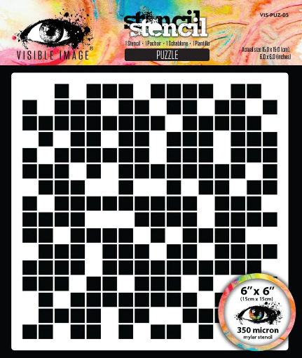 Picture of Visible Image Grunge Florals Puzzle Stencil 6x6 | Geometric Grid Στένσιλ Background σε Σχήμα Παζλ