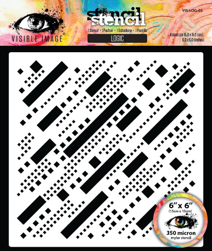 Picture of Visible Image Grunge Florals Logic Stencil 6x6 | Geometric Στένσιλ Background για Mixed Media