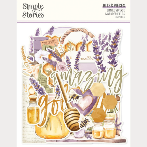 Picture of Simple Stories Simple Vintage Lavender Fields Bits & Pieces – Διακοσμητικά Scrapbooking, 86τεμ.