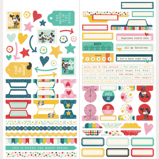 Picture of Simple Stories Say Cheese Happiest Place Cardstock Stickers Basics – Αυτοκόλλητα Labels & Borders για Scrapbooking, 78τεμ.