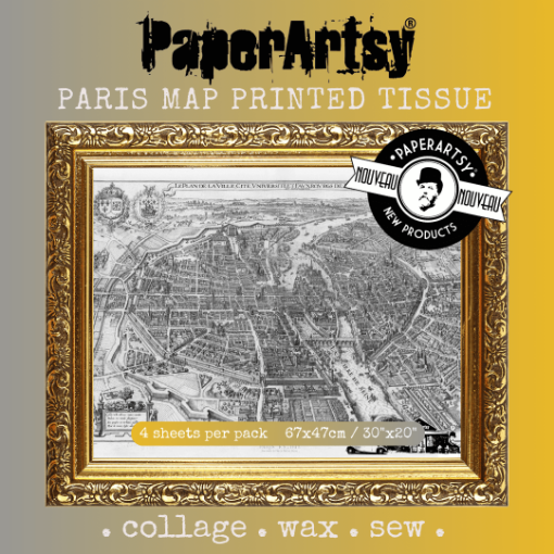 Picture of PaperArtsy Paris Map Printed Tissue Paper | Διακοσμητικό Χαρτί Tissue PT14, 4 φύλλα