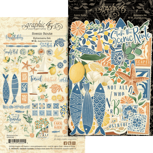Picture of Graphic 45 Scenic Route Ephemera Set – Διακοσμητικά Εφήμερα Scrapbooking 65 Τεμαχίων