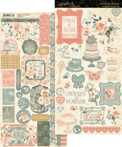 Picture of Graphic 45 Always & Forever Sticker Set – Αυτοκόλλητα Scrapbooking σε 2 Φύλλα 6x12