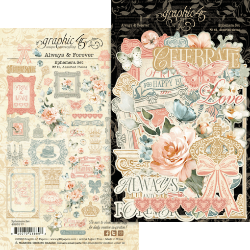 Picture of Graphic 45 Always & Forever Ephemera Set – Διακοσμητικά Die-Cuts Scrapbooking 65 Τεμαχίων