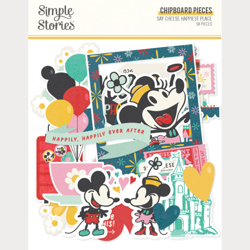 Picture of Simple Stories Say Cheese Happiest Place Chipboard Pieces – Διακοσμητικά Chipboard για Scrapbooking, 58τεμ.