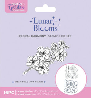 Picture of Crafter's Companion Lunar Blooms Stamp & Die Cherry Blossom – Σετ Σφραγίδας και Μήτρας Κοπής για Κλαδί Άνθης Κερασιάς, 2 τεμ.