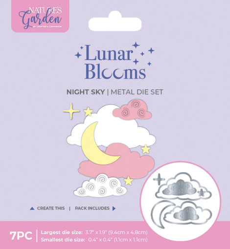Picture of Crafter's Companion Lunar Blooms Metal Dies Night Sky – Μήτρες Κοπής για Σύννεφα, Φεγγάρι και Αστέρια, 7 τεμ.