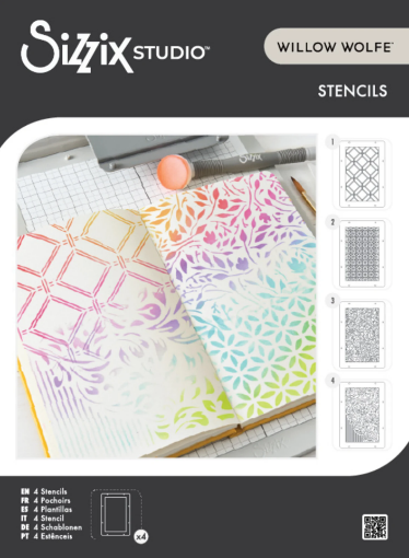 Picture of Sizzix Studio Layered Stencils by Willow Wolfe Backgrounds – Σετ Stencils για Πολυεπίπεδα Φόντα, 4 τεμ.