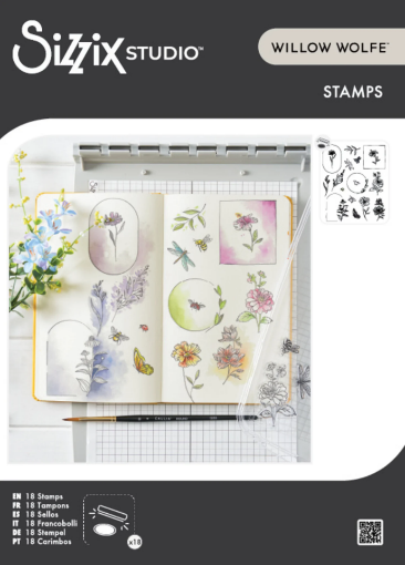 Picture of Sizzix Studio Clear Stamps by Willow Wolfe Floral Frames and Mini Flowers – Διάφανες Σφραγίδες με Πλαίσια & Μικρά Λουλούδια, 18 τεμ.