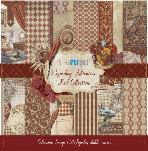 Picture of Papers For You Wizarding Adventure Houses Red 8x8 Inch Scrap Paper Pack – Μπλοκ Χαρτιών Διπλής Όψης με Μαγική Αισθητική Gryffindor, 28 φύλλα