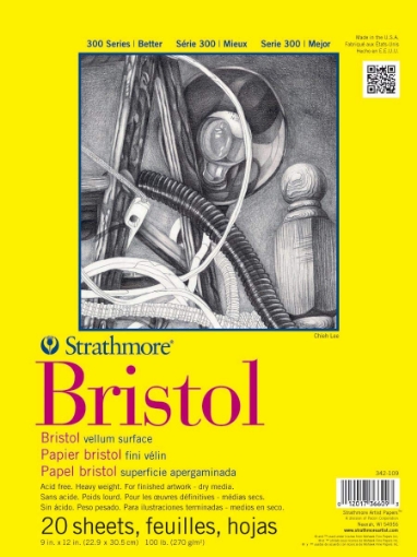 Picture of Strathmore 300 Series Bristol Vellum Paper Pad | Μπλοκ Bristol για Μολύβι, Κάρβουνο, Παστέλ & Dry Media, 28 X 36 cm