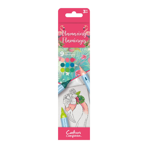 Picture of Crafter’s Companion TriColour Aqua Markers – Flamazing Flamingos | Μαρκαδόροι Ακουαρέλας 3 σε 1