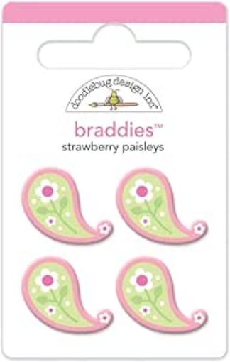 Picture of Doodlebug Design Braddies Αυτοκόλλητα Brads - Strawberry Paisleys, 4 τεμ.