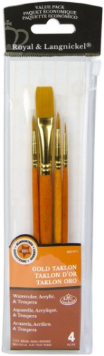Picture of Royal & Langnickel Gold Taklon Value Pack | Σετ Πινέλων με Θήκη, 4 τεμ.