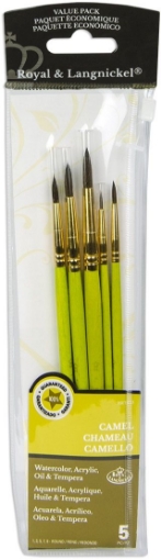 Picture of Royal & Langnickel Camel Value Pack | Σετ Στρογγυλών Πινέλων με Θήκη, 5 τεμ.