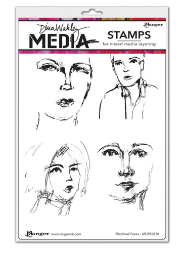 Picture of Dina Wakley MEdia Cling Stamps | Σετ Σφραγίδων, Sketched Faces