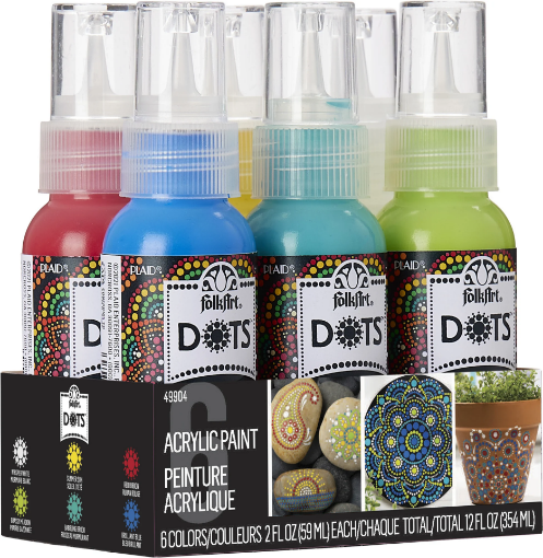 Picture of FolkArt Dots Paint Set | Σετ Ακρυλικών Χρωμάτων για Dot Painting, 6 x 2 fl oz