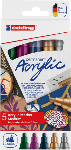 Picture of Edding Acrylic Marker Medium Set | Σετ Ακρυλικών Μαρκαδόρων, Metallic 5τεμ.