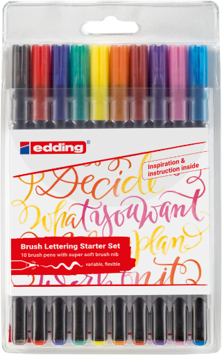 Picture of Edding 1340 Brush Pen Set | Σετ Brush Pens για Lettering, Starter 10τεμ.