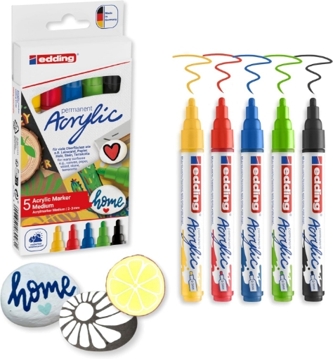 Picture of Edding Acrylic Marker Medium Set | Σετ Ακρυλικών Μαρκαδόρων, Basic 5τεμ.