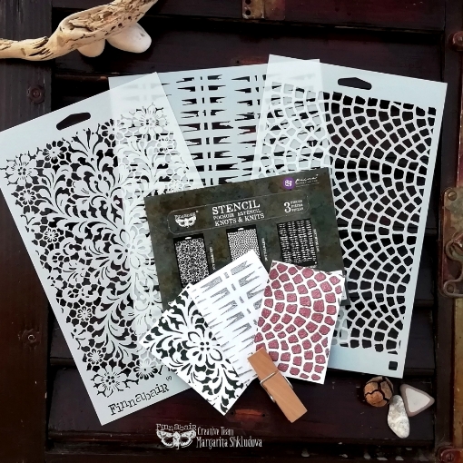 Picture of Prima Marketing Finnabair Limited Edition Stencil Set | Σετ Stencils - Knots & Knits, 3 τεμ.