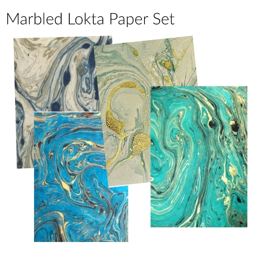 Picture of Olino Marbled Lokta Paper Set | Σετ Χειροποίητες Μαρμαρόκολες Lokta 8 φύλλα
