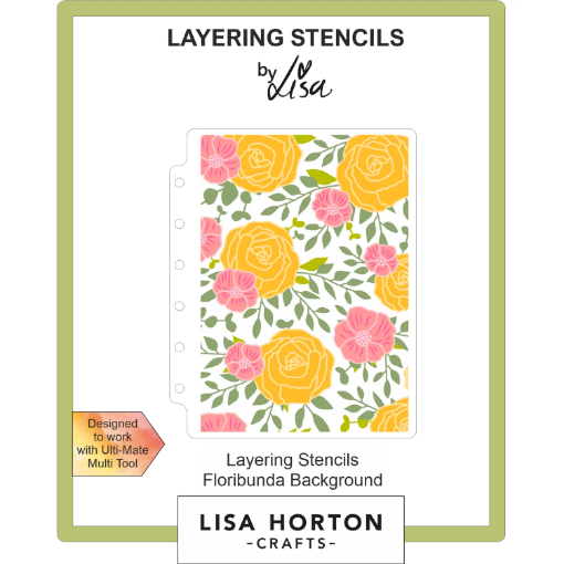 Picture of Lisa Horton Crafts Layering Stencils | Σετ Στενσιλ με Floral Φόντο - Floribunda Background, 8 τεμ.