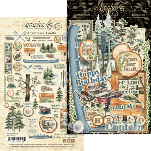 Picture of Graphic 45 Adventure Awaits Ephemera Set - Διακοσμητικά Die-Cuts, 66τεμ.