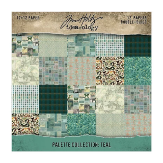 Picture of Tim Holtz Idea-ology Μπλοκ Scrapbooking Διπλής Όψης 12" x 12" – Palette Collection, Teal