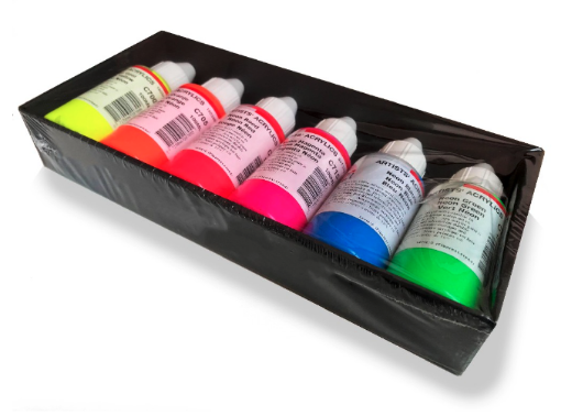 Picture of ARA Artists Acrylics | Σετ Neon Ακρυλικών Χρωμάτων για Μεικτές Τεχνικές – 6 x 100 ml