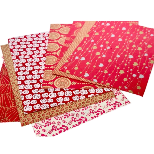 Picture of Olino Χειροποίητο Χαρτί Lokta 90gsm 30 x 21 cm - Red Gold, 10 φύλλα